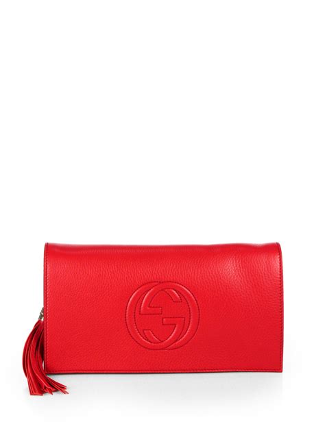 gucci monogram clutch red leather|gucci clutches for women.